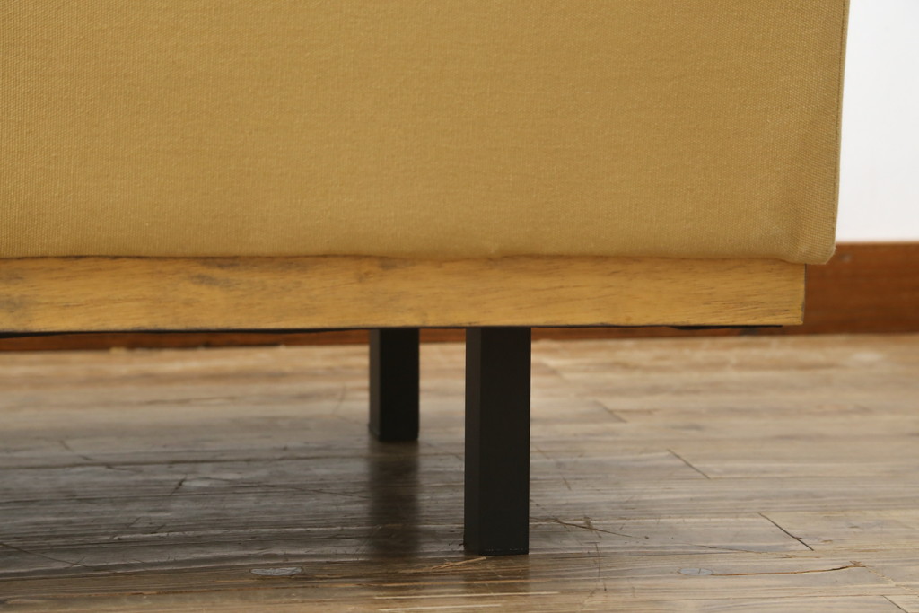 中古　美品　UP TOWN FURNITURE(アップタウン・ファニチャー)　PULLEY(プーリー)　合皮　レトロな色使いがおしゃれな2人掛けソファベンチ(二人掛け、2Pソファ)(R-081931)