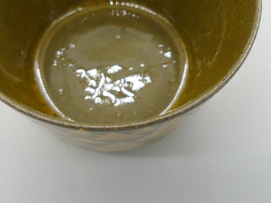 佐賀県指定重要無形文化財　小野珀子　釉裏金彩　2.3寸ぐい呑み(共箱付き、酒器、和食器、作家物)(R-062086)