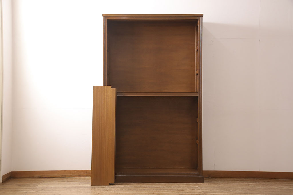 アンティーク家具　ナラ材　古い洋館で使われていた上品な雰囲気あふれる収納棚(食器棚、本箱、ブックケース、店舗什器、陳列棚)(R-051600)