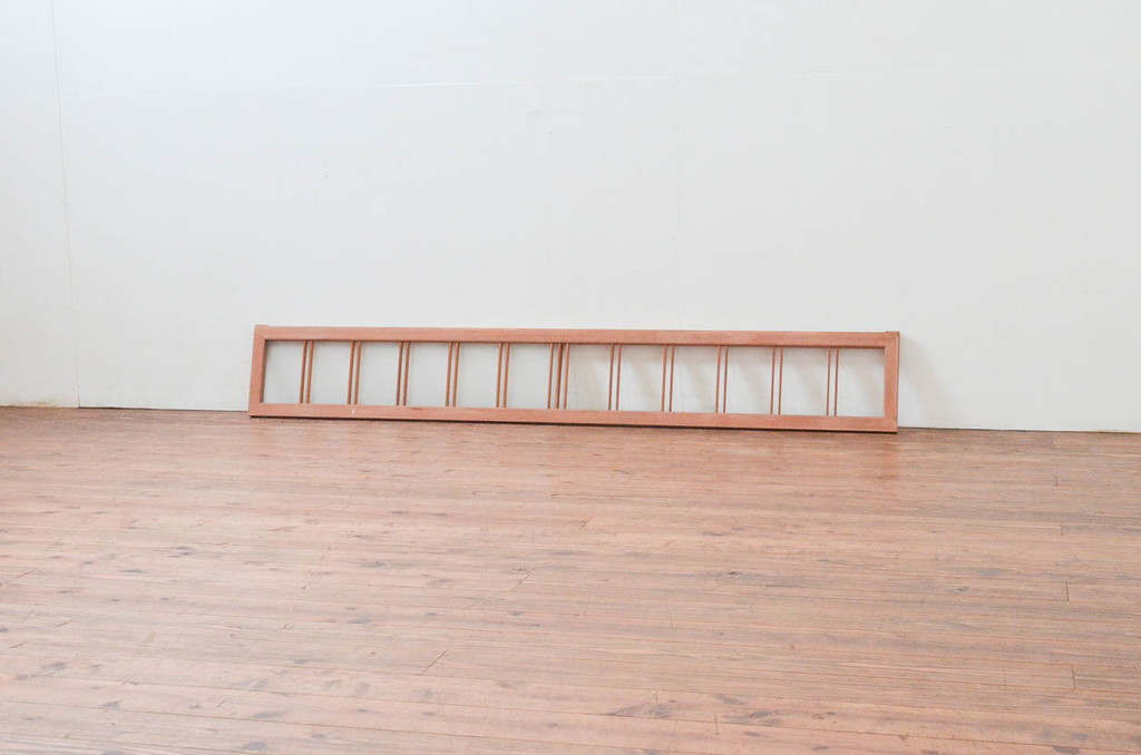 アンティーク建具　明るい木色が上品で優しい雰囲気を醸し出すガラス欄間1枚(明り取り、明かり取り)(R-074283)