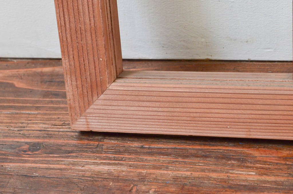 アンティーク建具　明るい木色が上品で優しい雰囲気を醸し出すガラス欄間1枚(明り取り、明かり取り)(R-074283)