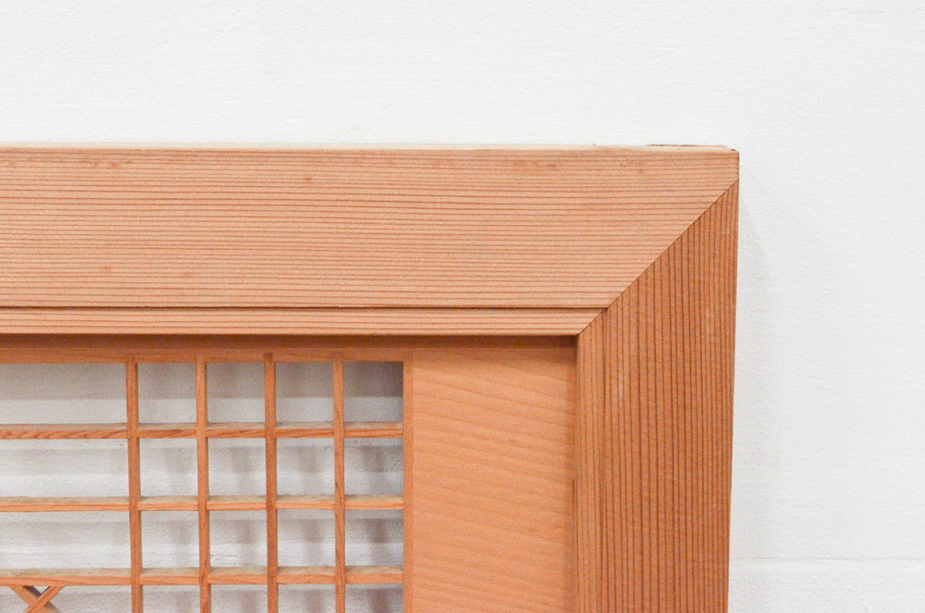 アンティーク建具　近江八景の彫刻が目を惹く組子欄間2枚セット(明り取り、明かり取り)(R-074220)