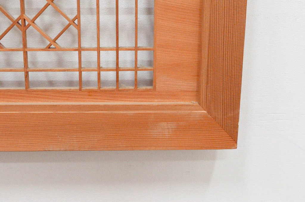アンティーク建具　近江八景の彫刻が目を惹く組子欄間2枚セット(明り取り、明かり取り)(R-074220)