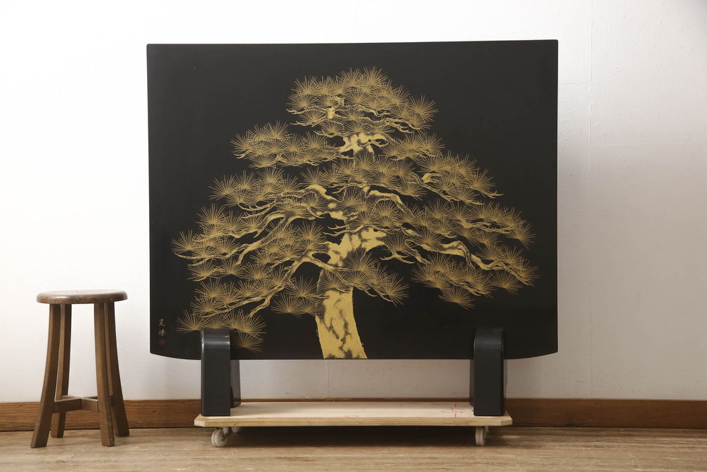 中古　美品　輪島塗り　和の風情あふれる衝立て(仕切り、パーテーション、つい立て)(R-062072)