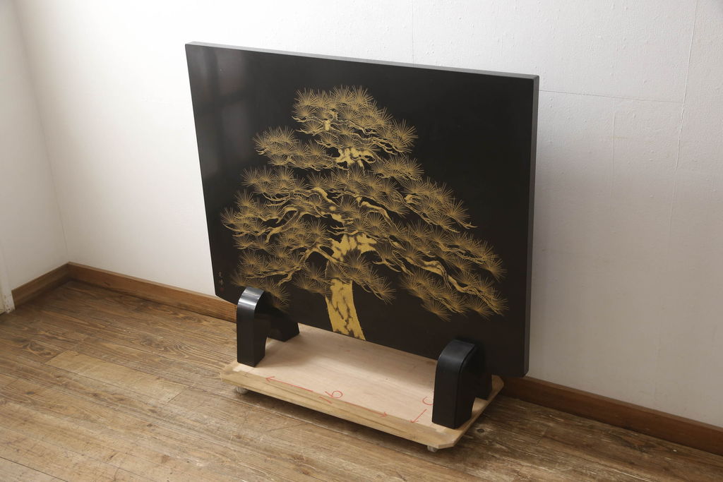 中古　美品　輪島塗り　和の風情あふれる衝立て(仕切り、パーテーション、つい立て)(R-062072)