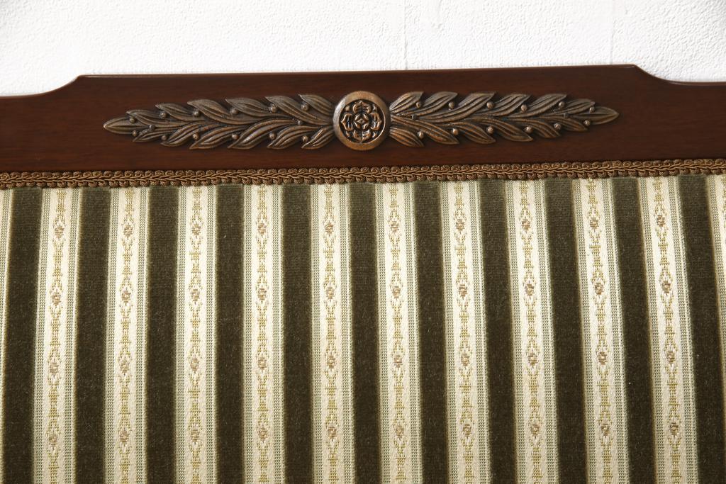 中古　美品　神戸洋家具　メープル不二屋　優雅な佇まいが魅力的な3人掛けソファ(ラウンジソファ、三人掛け、3P)(R-057950)