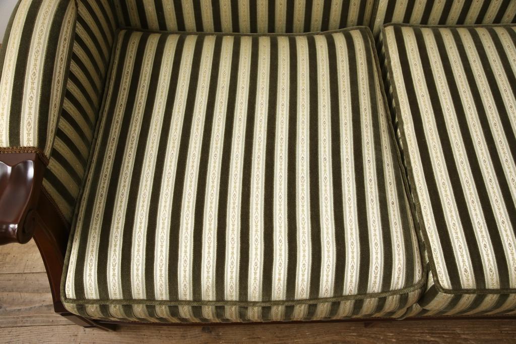 中古　美品　神戸洋家具　メープル不二屋　優雅な佇まいが魅力的な3人掛けソファ(ラウンジソファ、三人掛け、3P)(R-057950)