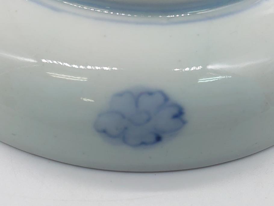 幕末期　伊万里　色絵　染付　金彩　4.5寸皿　約13.5cm　繊細で温かみのある絵付けが魅力の深皿5枚セット(四寸五分、中皿、和食器、和皿)(R-062108)