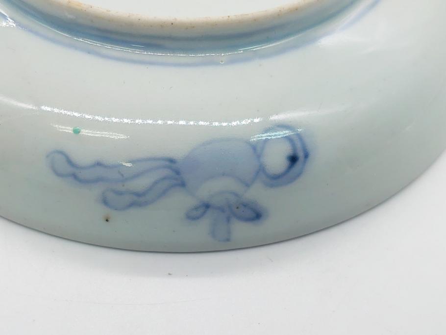 幕末期　伊万里　色絵　染付　金彩　4.5寸皿　約13.5cm　繊細で温かみのある絵付けが魅力の深皿5枚セット(四寸五分、中皿、和食器、和皿)(R-062108)