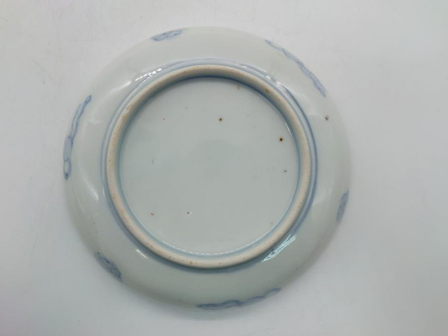幕末期　伊万里　色絵　染付　金彩　4.5寸皿　約13.5cm　繊細で温かみのある絵付けが魅力の深皿5枚セット(四寸五分、中皿、和食器、和皿)(R-062109)