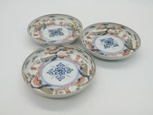 今泉今右衛門　綿牡丹絵　小皿5枚(八角皿、色鍋島、和食器、共箱付き)(R-069703)