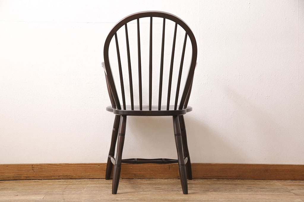 中古　美品　松本民芸家具　美しいシルエットが目を引く、#85リーチ型アームチェア(ダイニングチェア、板座チェア、椅子)(R-052355)