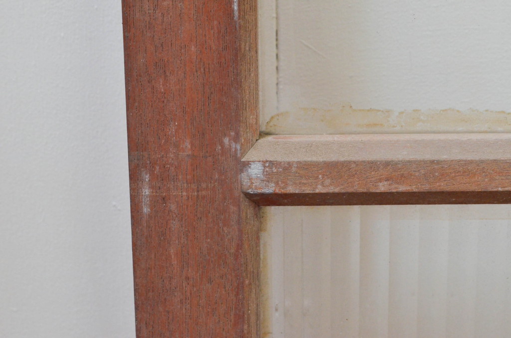 アンティーク建具　レトロ空間におすすめ!素朴な木味が魅力的なガラス窓4枚セット(引き戸、ガラス戸)(R-076063)