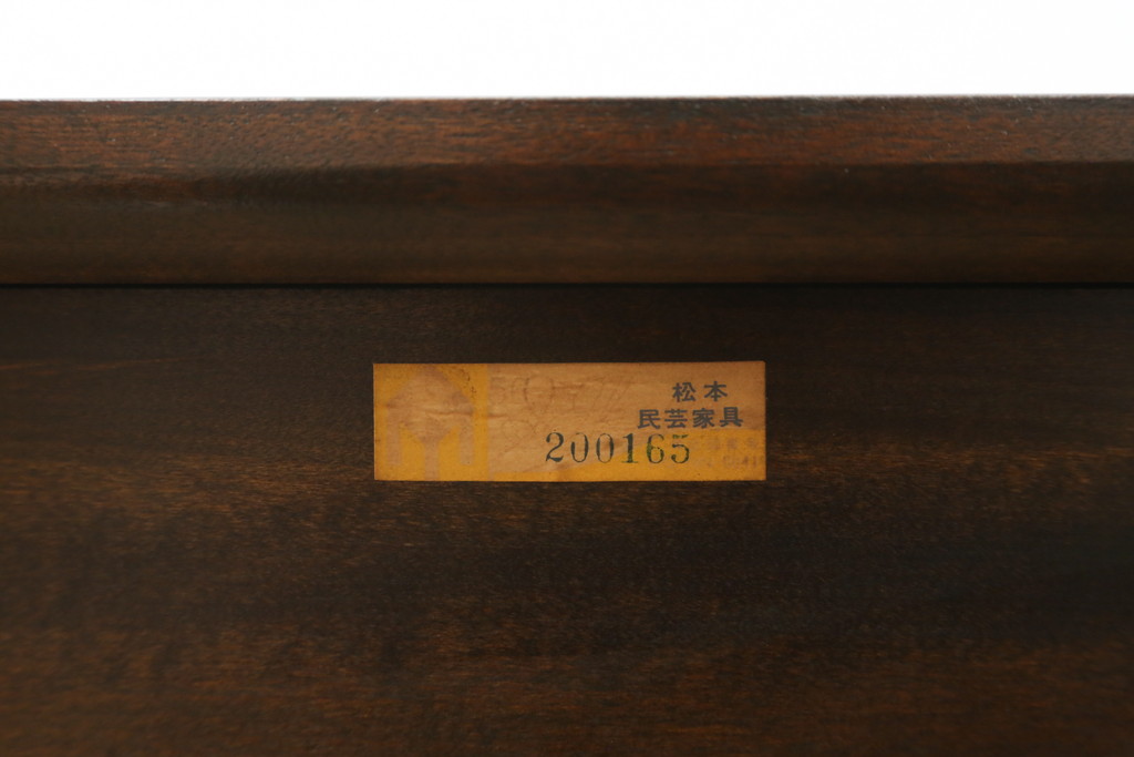 中古　松本民芸家具　ドレッサーリメイク　和洋どちらの空間にも馴染むサイドテーブル(コンソールテーブル、コンソールデスク、ワークデスク、両袖机、在宅用、在宅ワーク用)(R-081740)