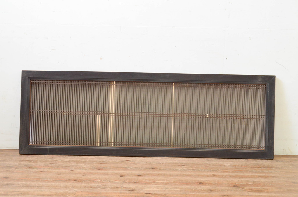アンティーク建具　整然と並ぶ縦桟が美しい筬(オサ)欄間1枚(明り取り、明かり取り、オサランマ)(R-069323)