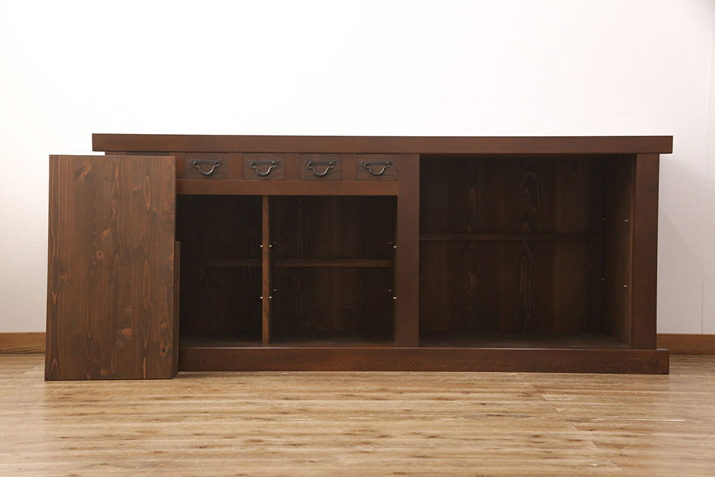 【オーダー注文・受注生産商品】ラフジュ工房オリジナル　特大サイズ!上質な和の空間を演出する7尺水屋箪笥(サイドボード、サイドキャビネット、収納棚、戸棚、カウンター。食器棚)