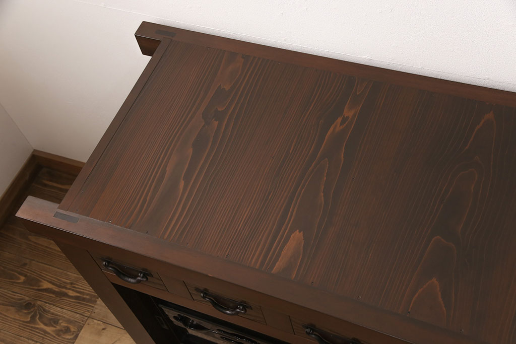 【オーダー注文・受注生産商品】ラフジュ工房オリジナル　特大サイズ!上質な和の空間を演出する7尺水屋箪笥(サイドボード、サイドキャビネット、収納棚、戸棚、カウンター。食器棚)