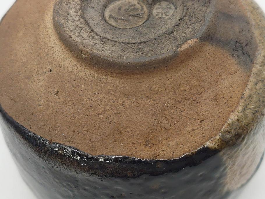 大樋焼　大樋平六(開発文七?)　3.7寸　上品な和の雰囲気を醸し出す茶碗(抹茶碗、茶道具、茶器、三寸七分、和食器、共箱付き)(R-083045)