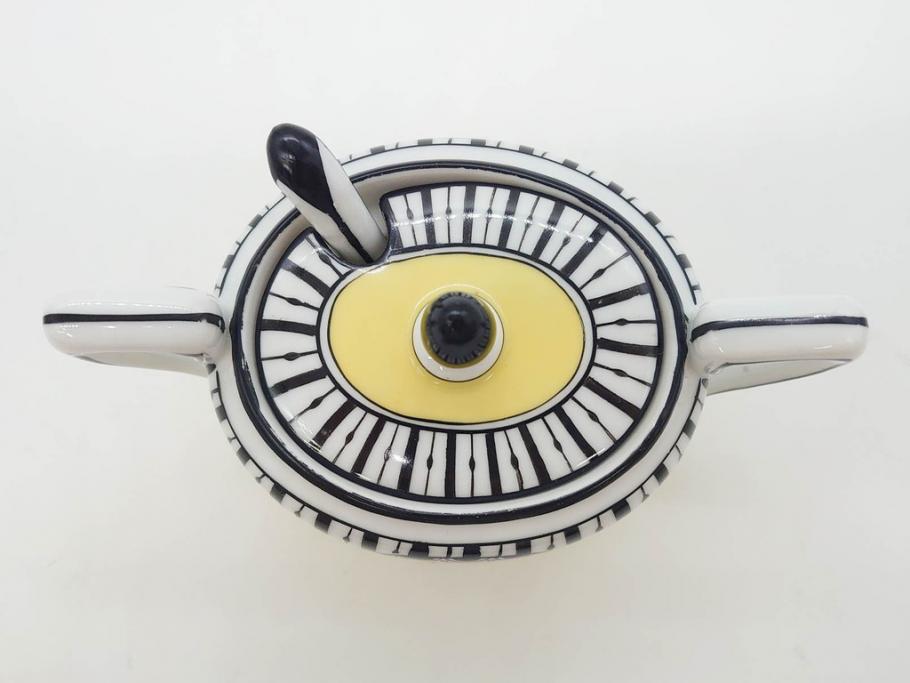 戦前　オールドノリタケ　NORITAKE　ラスター彩　ハンドル付　レモン　アールデコ　それぞれ華やかなデザインが素敵なプレート2枚&シュガーポットセット(サンドウィッチ、サンドイッチ、キャンディーディッシュ、アクセサリートレー、トレイ、小皿、中皿、洋食器)(R-083046)