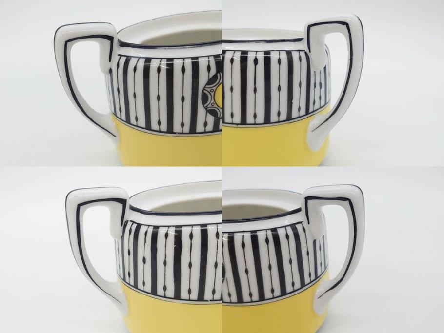 戦前　オールドノリタケ　NORITAKE　ラスター彩　ハンドル付　レモン　アールデコ　それぞれ華やかなデザインが素敵なプレート2枚&シュガーポットセット(サンドウィッチ、サンドイッチ、キャンディーディッシュ、アクセサリートレー、トレイ、小皿、中皿、洋食器)(R-083046)