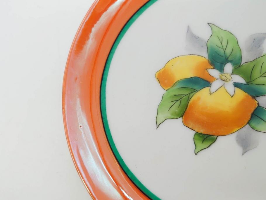 戦前　オールドノリタケ　NORITAKE　ラスター彩　ハンドル付　レモン　アールデコ　それぞれ華やかなデザインが素敵なプレート2枚&シュガーポットセット(サンドウィッチ、サンドイッチ、キャンディーディッシュ、アクセサリートレー、トレイ、小皿、中皿、洋食器)(R-083046)