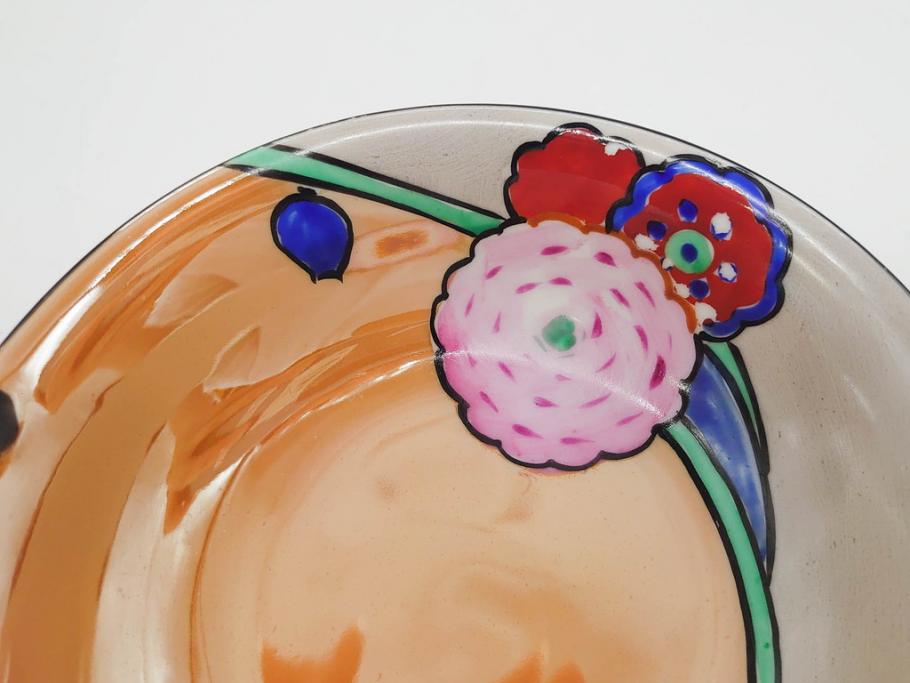 オールドノリタケ　NORITAKE　ラスター彩　金彩　ハンドル付　食卓を彩る華やかなボウル3点セット(風景、花、蝶、ハンドペイント、プレート、深皿、洋食器)(R-083047)
