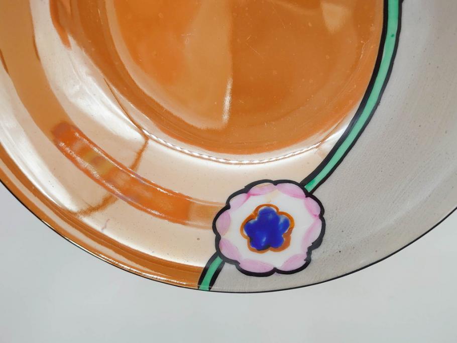 オールドノリタケ　NORITAKE　ラスター彩　金彩　ハンドル付　食卓を彩る華やかなボウル3点セット(風景、花、蝶、ハンドペイント、プレート、深皿、洋食器)(R-083047)