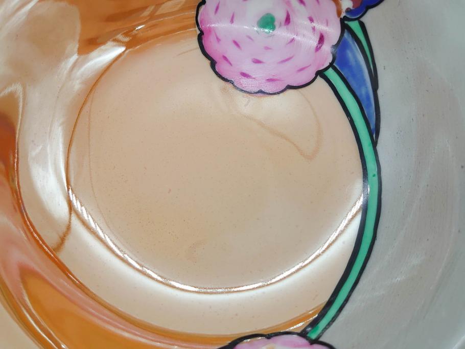 オールドノリタケ　NORITAKE　ラスター彩　金彩　ハンドル付　食卓を彩る華やかなボウル3点セット(風景、花、蝶、ハンドペイント、プレート、深皿、洋食器)(R-083047)