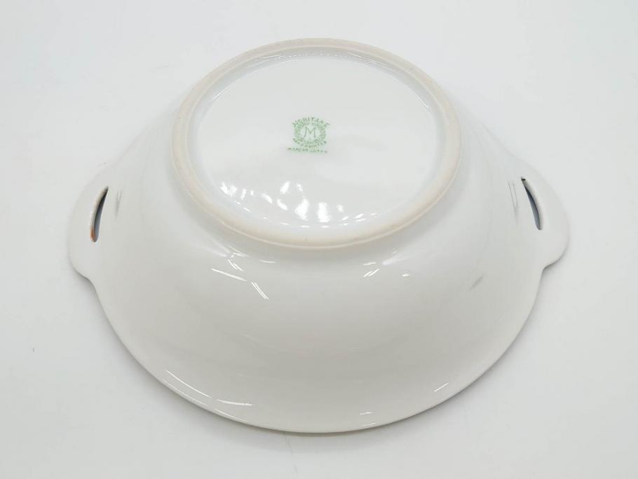 オールドノリタケ　NORITAKE　ラスター彩　金彩　ハンドル付　食卓を彩る華やかなボウル3点セット(風景、花、蝶、ハンドペイント、プレート、深皿、洋食器)(R-083047)