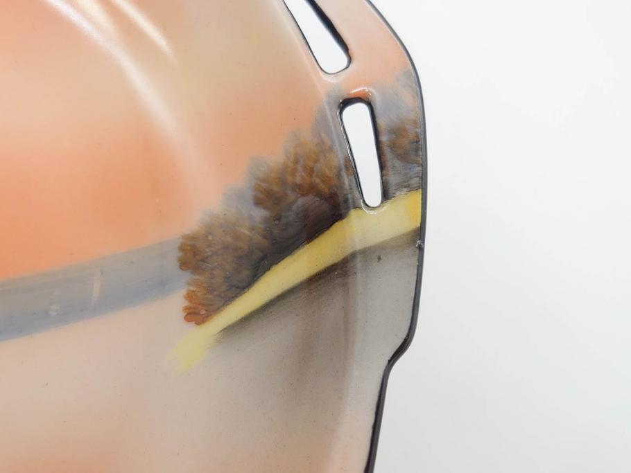オールドノリタケ　NORITAKE　ラスター彩　金彩　ハンドル付　食卓を彩る華やかなボウル3点セット(風景、花、蝶、ハンドペイント、プレート、深皿、洋食器)(R-083047)