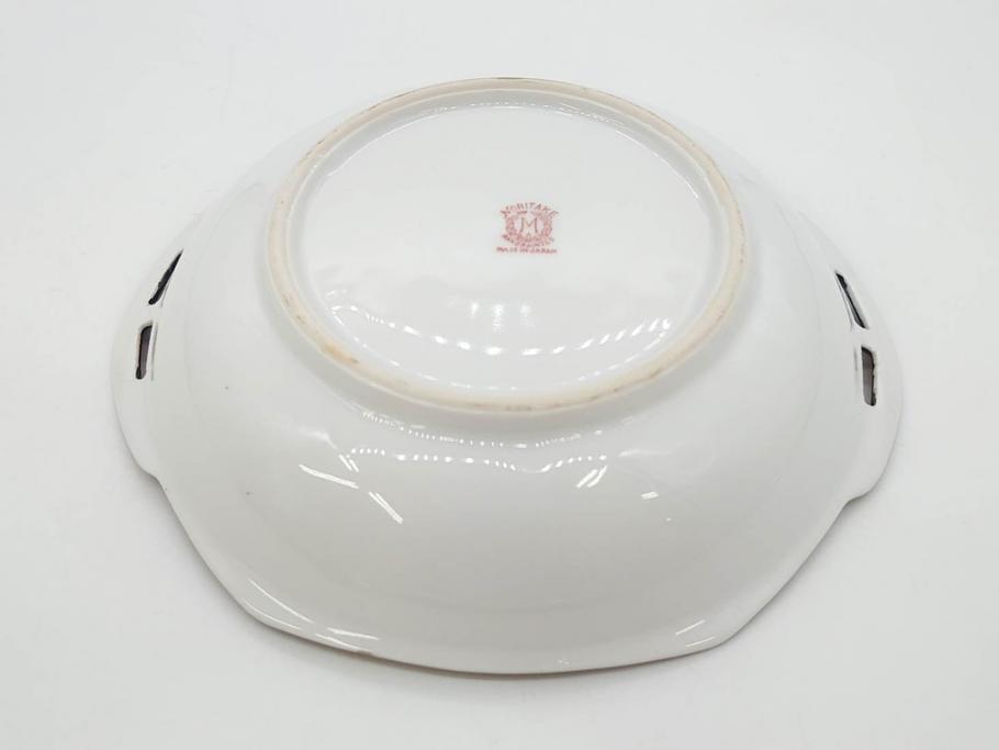 オールドノリタケ　NORITAKE　ラスター彩　金彩　ハンドル付　食卓を彩る華やかなボウル3点セット(風景、花、蝶、ハンドペイント、プレート、深皿、洋食器)(R-083047)