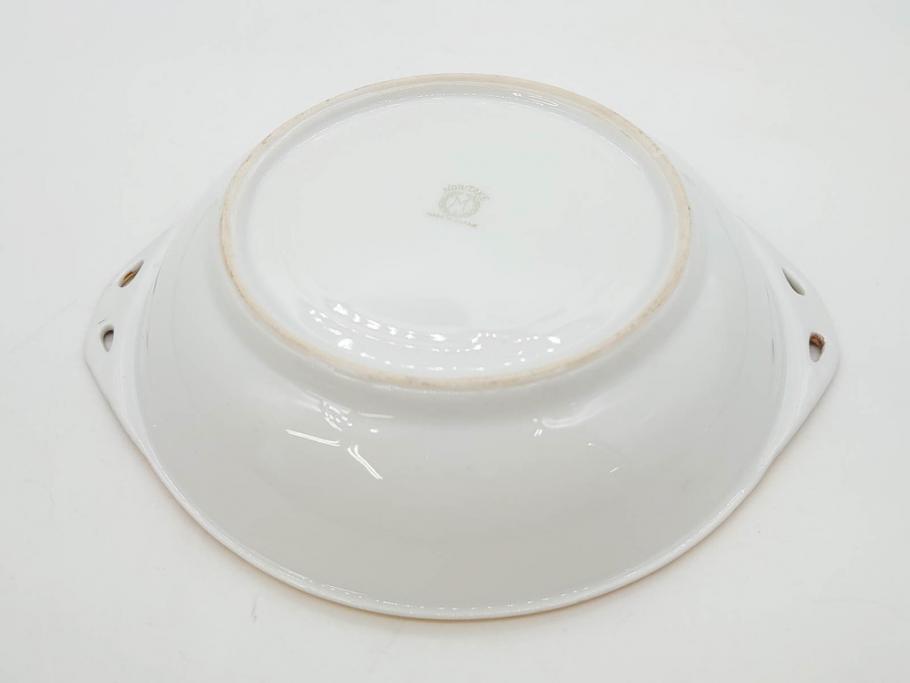 オールドノリタケ　NORITAKE　ラスター彩　金彩　ハンドル付　食卓を彩る華やかなボウル3点セット(風景、花、蝶、ハンドペイント、プレート、深皿、洋食器)(R-083047)