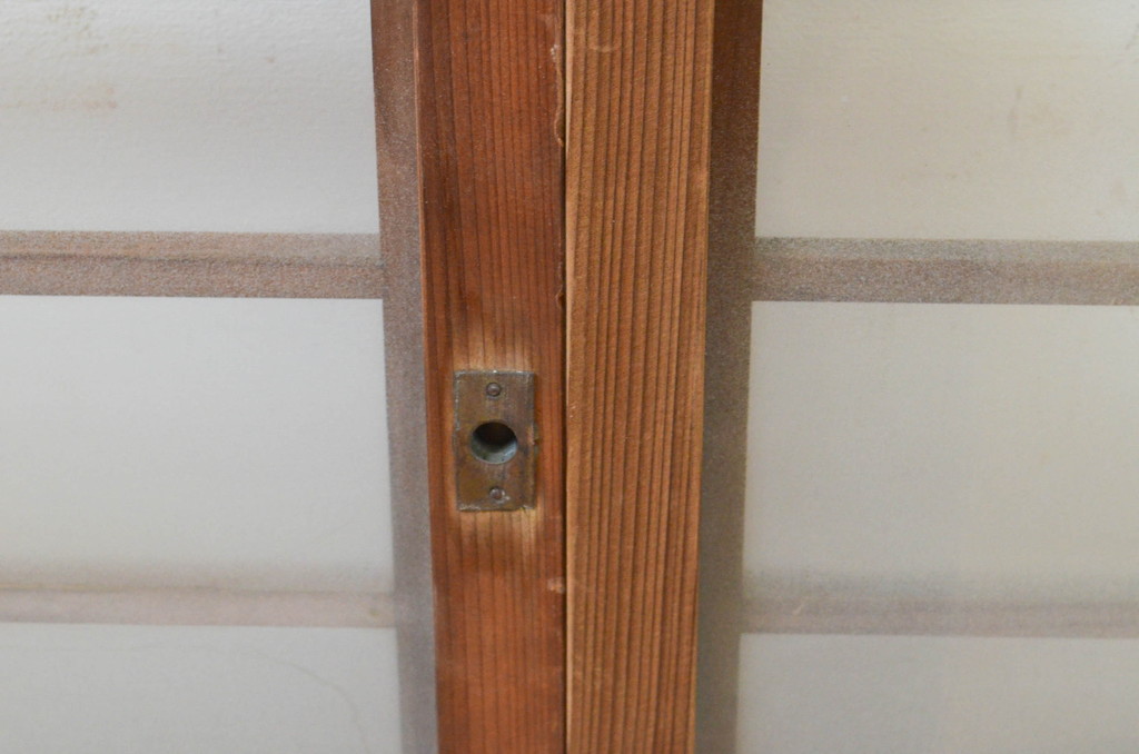 アンティーク建具　レトロな雰囲気が魅力の小さなガラス窓2枚セット(引き戸、ガラス戸)(R-069283)