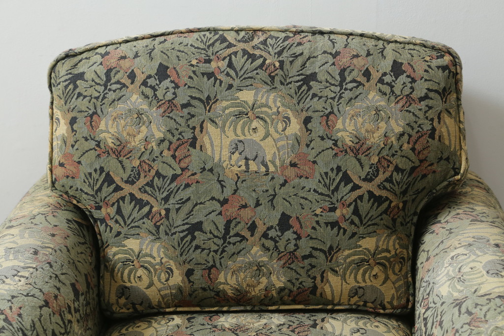 中古　美品　DREXEL HERITAGE(ドレクセルヘリテイジ)　個性の光るファブリックがステキな1人掛けソファ(一人掛けソファ、アームチェア)(R-057054)