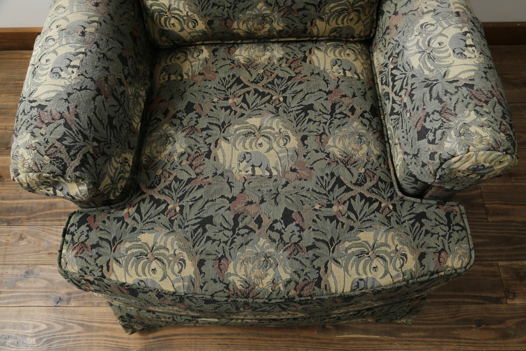 中古　美品　DREXEL HERITAGE(ドレクセルヘリテイジ)　個性の光るファブリックがステキな1人掛けソファ(一人掛けソファ、アームチェア)(R-057054)