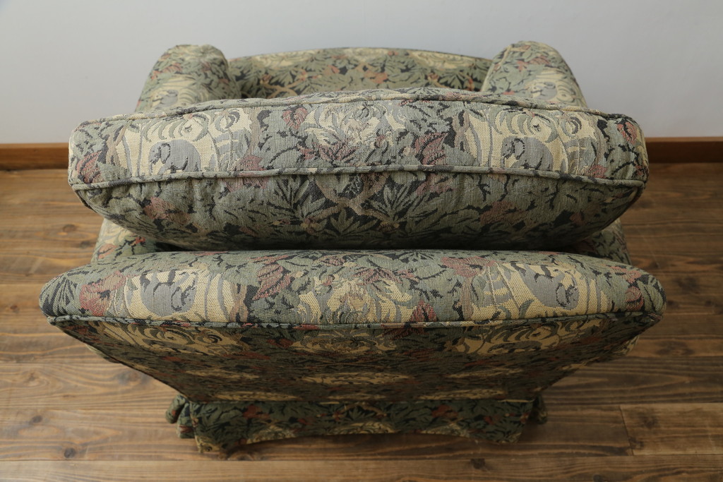 中古　美品　DREXEL HERITAGE(ドレクセルヘリテイジ)　個性の光るファブリックがステキな1人掛けソファ(一人掛けソファ、アームチェア)(R-057054)
