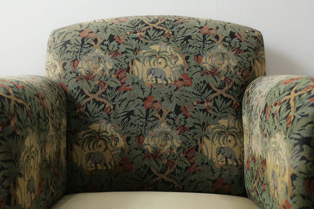 中古　美品　DREXEL HERITAGE(ドレクセルヘリテイジ)　個性の光るファブリックがステキな1人掛けソファ(一人掛けソファ、アームチェア)(R-057054)