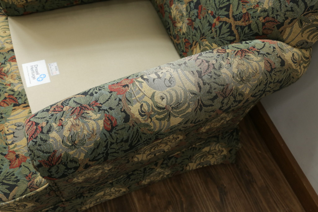 中古　美品　DREXEL HERITAGE(ドレクセルヘリテイジ)　個性の光るファブリックがステキな1人掛けソファ(一人掛けソファ、アームチェア)(R-057054)