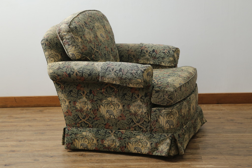 中古　美品　DREXEL HERITAGE(ドレクセルヘリテイジ)　個性の光るファブリックがステキな1人掛けソファ(一人掛けソファ、アームチェア)(R-057055)