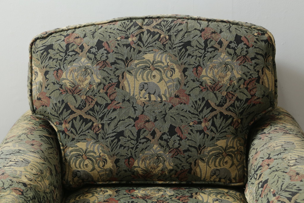 中古　美品　DREXEL HERITAGE(ドレクセルヘリテイジ)　個性の光るファブリックがステキな1人掛けソファ(一人掛けソファ、アームチェア)(R-057055)