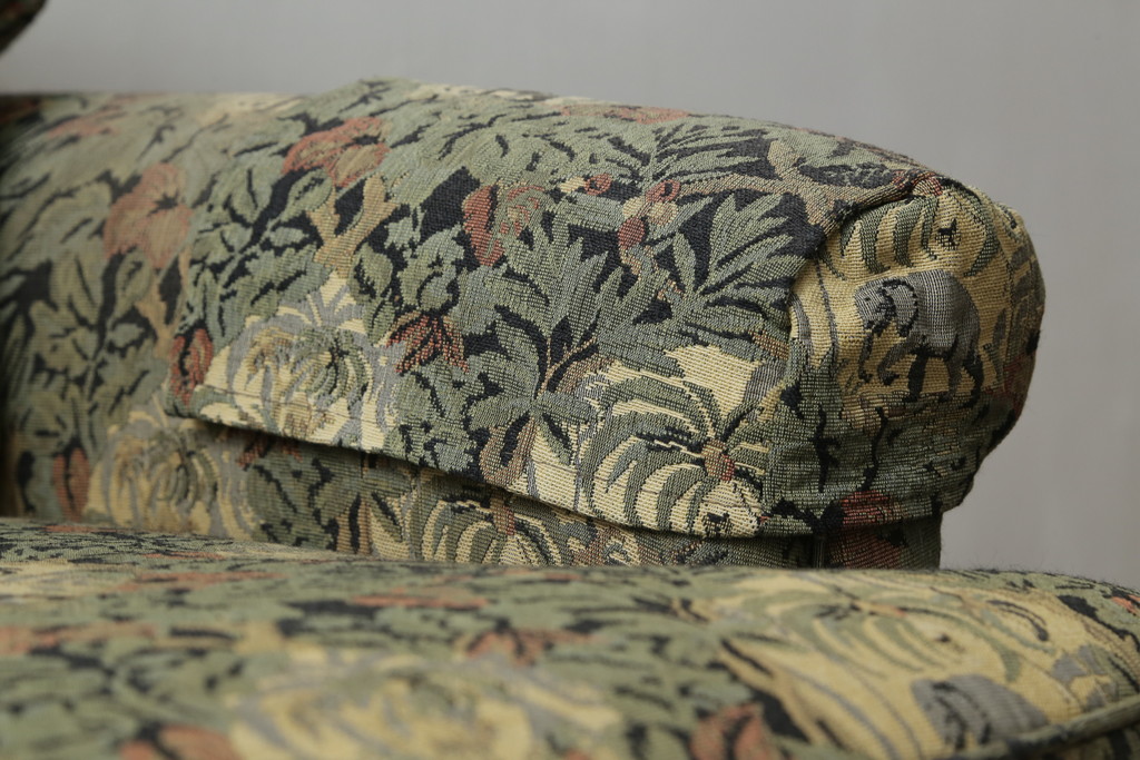 中古　美品　DREXEL HERITAGE(ドレクセルヘリテイジ)　個性の光るファブリックがステキな1人掛けソファ(一人掛けソファ、アームチェア)(R-057055)