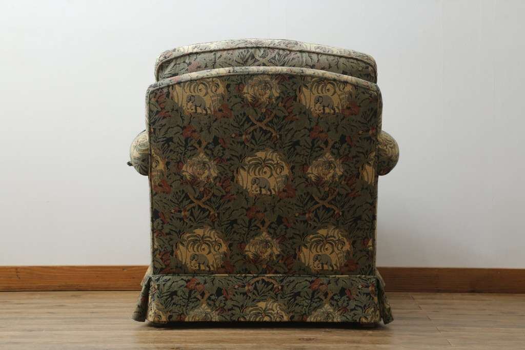 中古　美品　DREXEL HERITAGE(ドレクセルヘリテイジ)　個性の光るファブリックがステキな1人掛けソファ(一人掛けソファ、アームチェア)(R-057055)