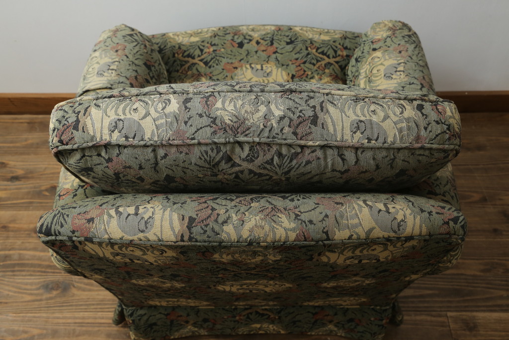 中古　美品　DREXEL HERITAGE(ドレクセルヘリテイジ)　個性の光るファブリックがステキな1人掛けソファ(一人掛けソファ、アームチェア)(R-057055)
