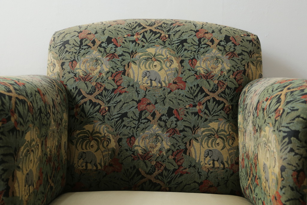 中古　美品　DREXEL HERITAGE(ドレクセルヘリテイジ)　個性の光るファブリックがステキな1人掛けソファ(一人掛けソファ、アームチェア)(R-057055)