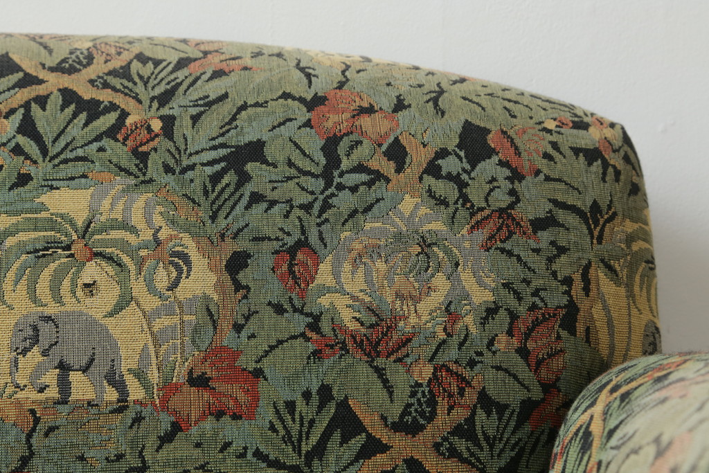 中古　美品　DREXEL HERITAGE(ドレクセルヘリテイジ)　個性の光るファブリックがステキな1人掛けソファ(一人掛けソファ、アームチェア)(R-057055)