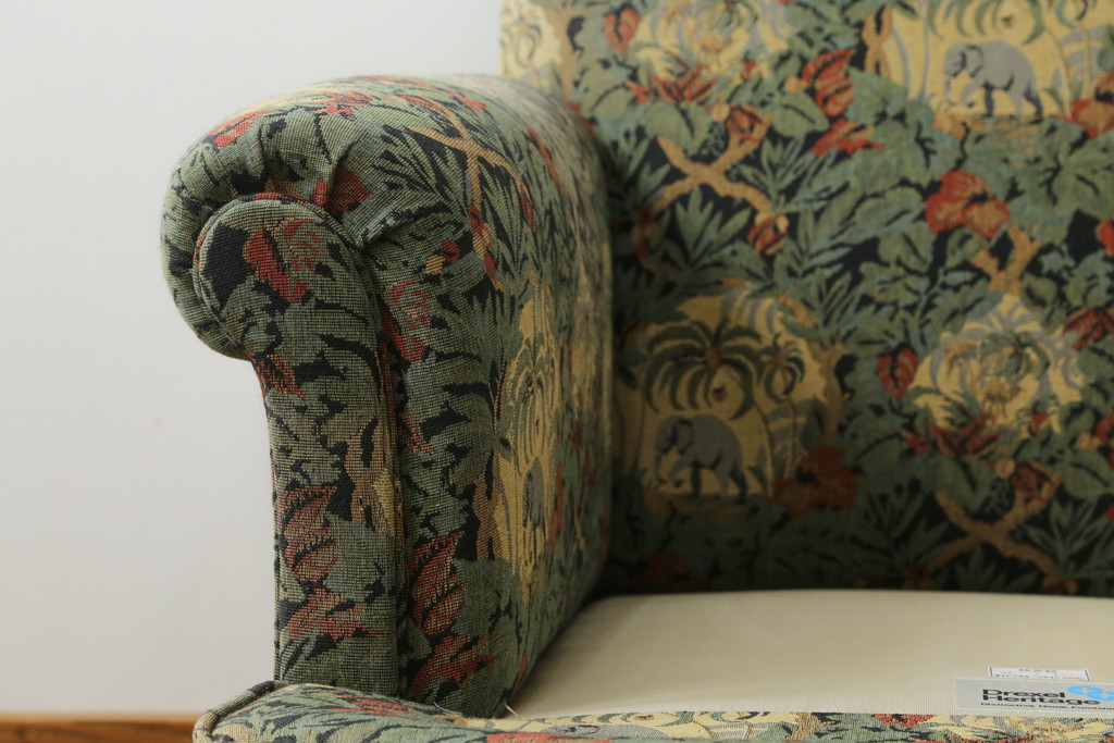 中古　美品　DREXEL HERITAGE(ドレクセルヘリテイジ)　個性の光るファブリックがステキな1人掛けソファ(一人掛けソファ、アームチェア)(R-057055)