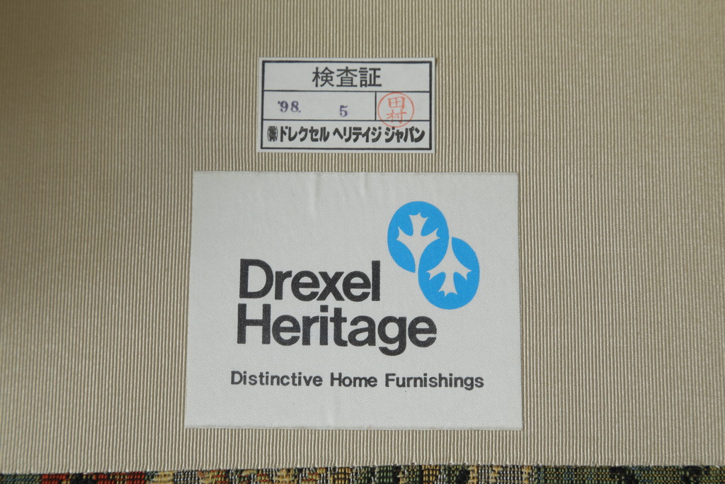 中古　美品　DREXEL HERITAGE(ドレクセルヘリテイジ)　個性の光るファブリックがステキな1人掛けソファ(一人掛けソファ、アームチェア)(R-057055)