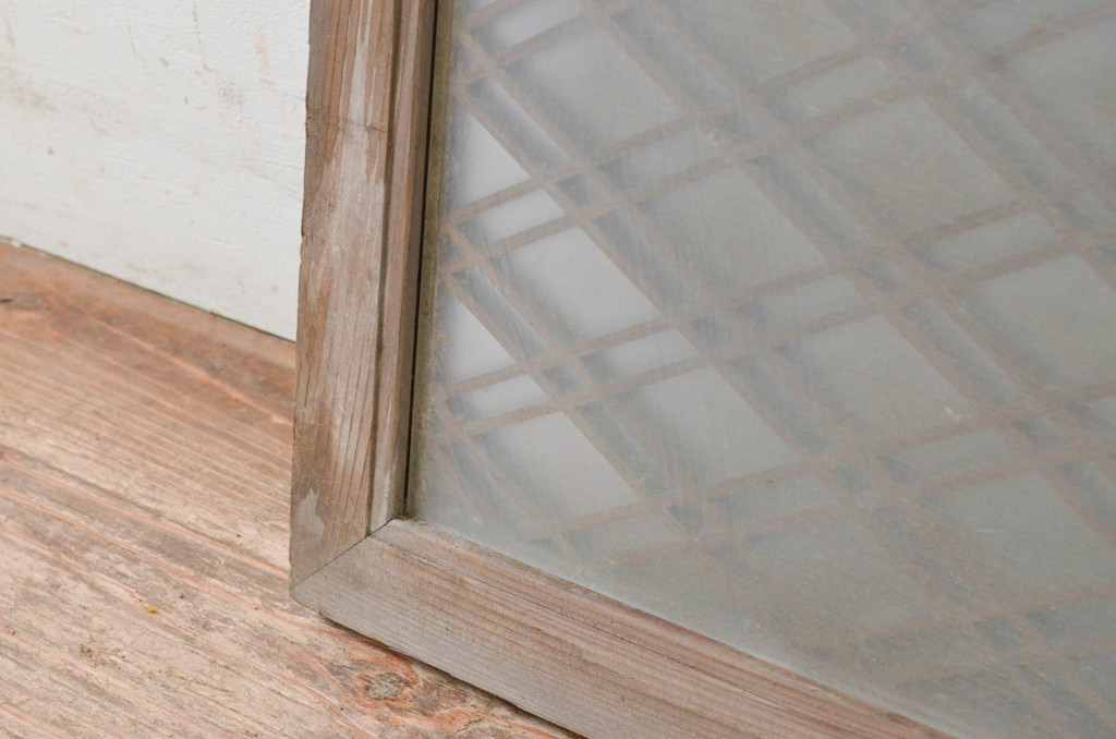 アンティーク建具　上品な和の雰囲気溢れる片面ガラスの組子欄間1枚(明り取り、明かり取り)(R-069301)