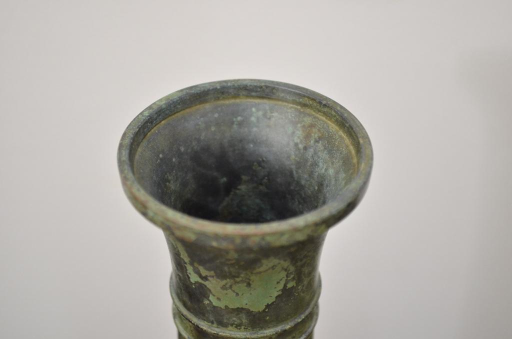四世　秦蔵六　塗金銅花生(花瓶、共箱)(R-042424)