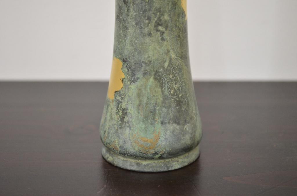 四世　秦蔵六　塗金銅花生(花瓶、共箱)(R-042424)